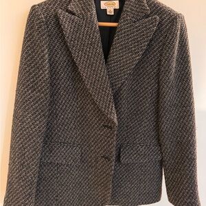 Talbots Women's Black and Gray Wool Blazer
